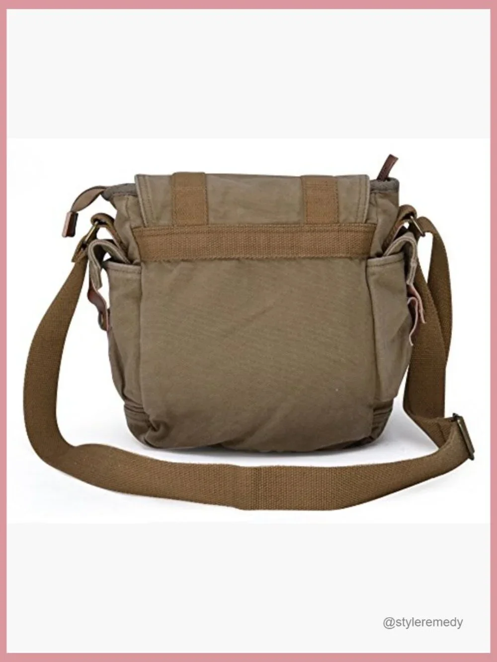 Canvas Messenger Bag - Small Vintage Crossbody Satchel with Adjustable Strap